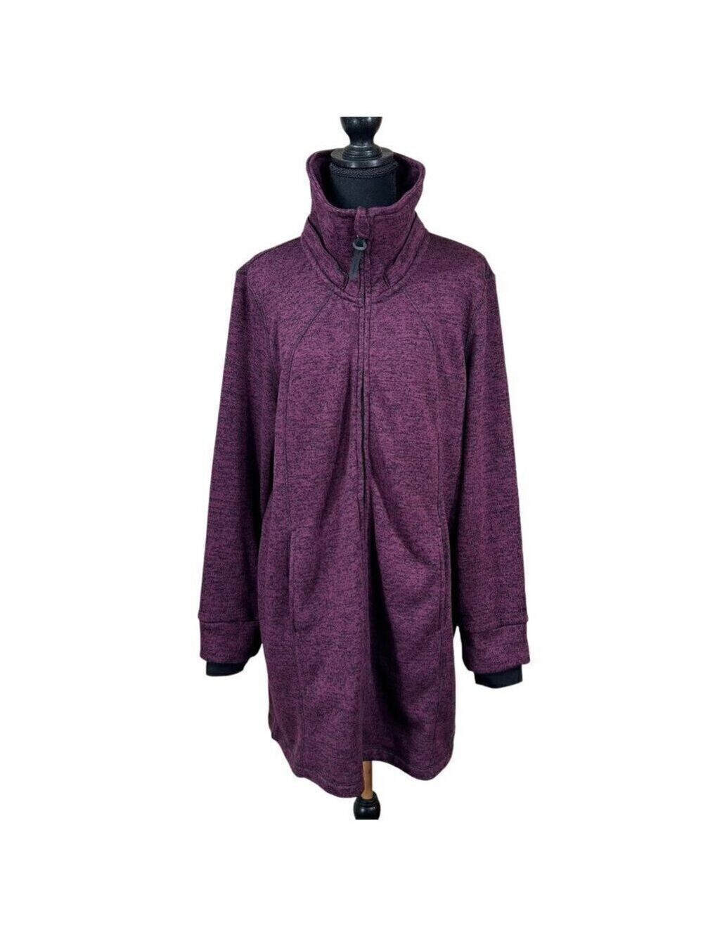 Kenneth Cole Reaction Purple Knit Headphone Access Full Zip Coat Size XXL